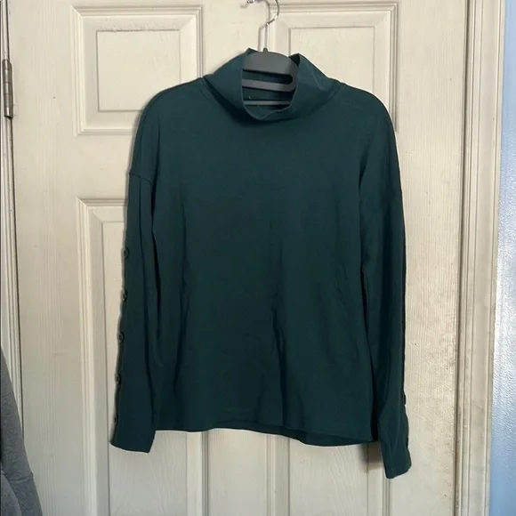 NWOT Madewell green lane Button-Sleeve Turtleneck Top size XS - Picture 2 of 8